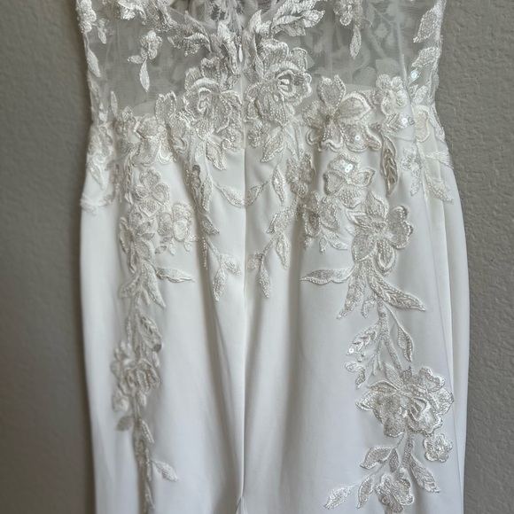 Vision of Romance White Sheer Mesh Embroidered Sequin Maxi Dress - Picture 6 of 8